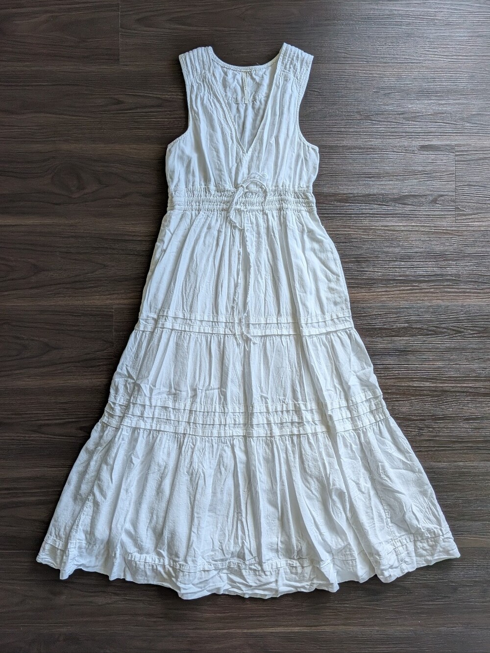 Anthropologie White Somerset Linen Blend Maxi Dress Boho Small